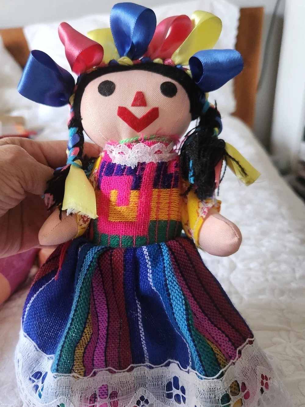 Handmade in Mexico 🇲🇽 Multicolor Girls' Fabric Doll - Blue Dress